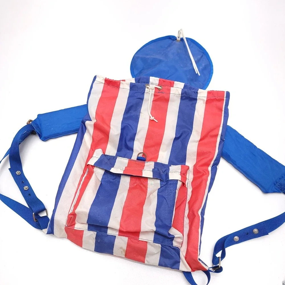 Vintage USA Flag Backpack 1970's Retro Nylon Bag‎ America Stars And Stripes